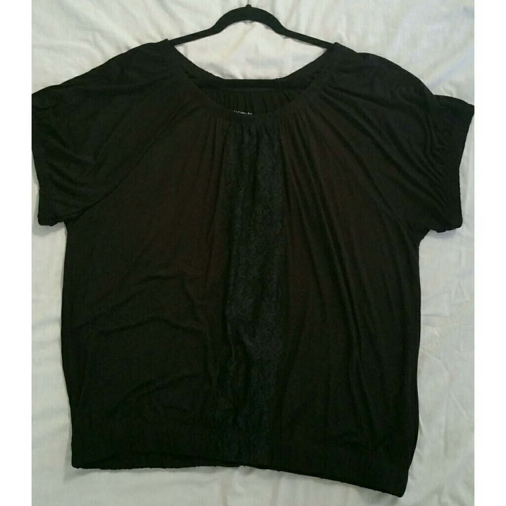 Lane Bryant - Black Blouse w/Lace & Elastic Waist